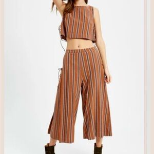 Striped Woven and Palazzo Pant Paper Bag Set